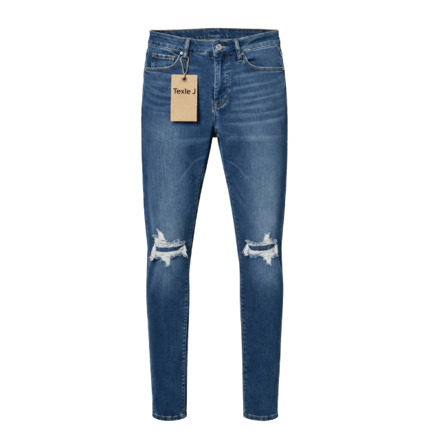 Knee-Ripped Denim Pant