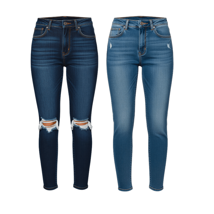 Distressed Wash Denim Pant