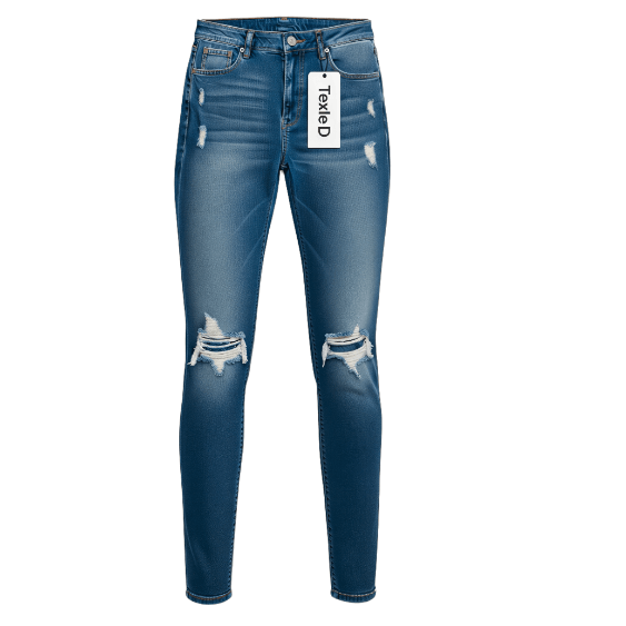 Distressed Wash Denim Pant