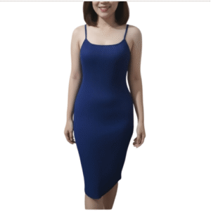 Woman ’s Shoulder Ribbed Bodycon Dress